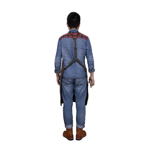 Image of Waxed Canvas and Leather Apron, Crafter Apron, Barista's Apron, Barbers Apron, Custom Apron WQ5895