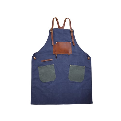 Image of Waxed Canvas and Leather Apron, Crafter Apron, Barista's Apron, Barbers Apron, Custom Apron WQ5895