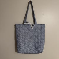 Image 1 of Blue Checked Medium Tote Bag