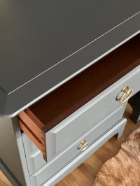 Image 4 of A pair of dark grey stag mahogany bedside tables 