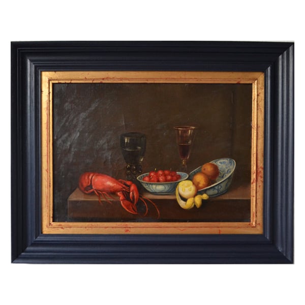 Image of 19thC French Painting, 'Crayfish and Fruits.'