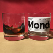 Image of Mondocon 5 "Lagoon" and "Mission" Whiskey glass set.