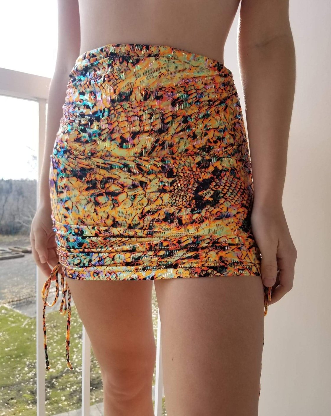 Image of Snakeskin Ruched Skirt