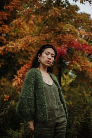 Image of Tofino Mohair Cardigan  (in moss-more colours)