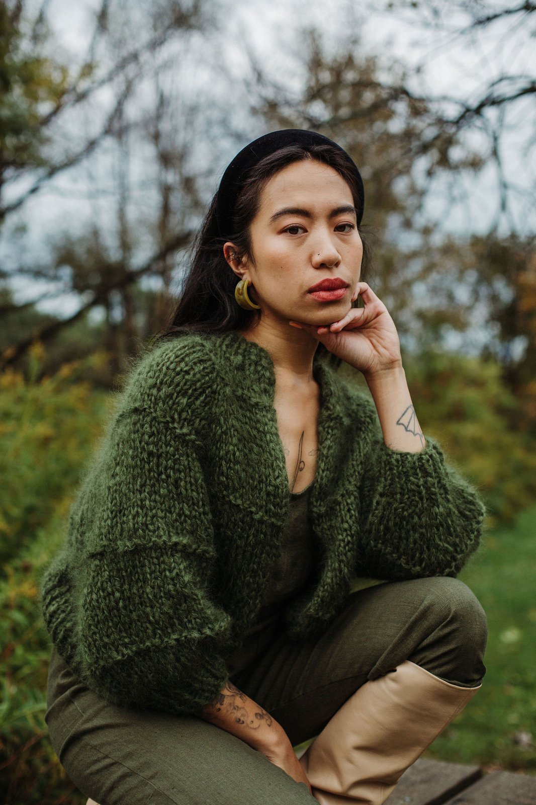 Tofino Mohair Cardigan in moss more colours good night day