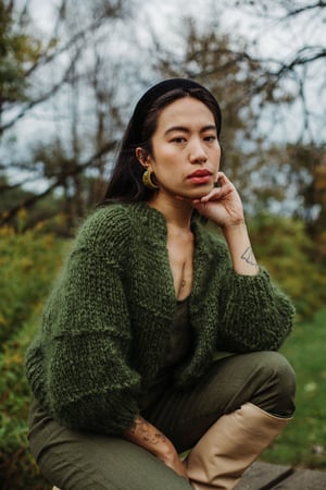 Image of Tofino Mohair Cardigan  (in moss-more colours)
