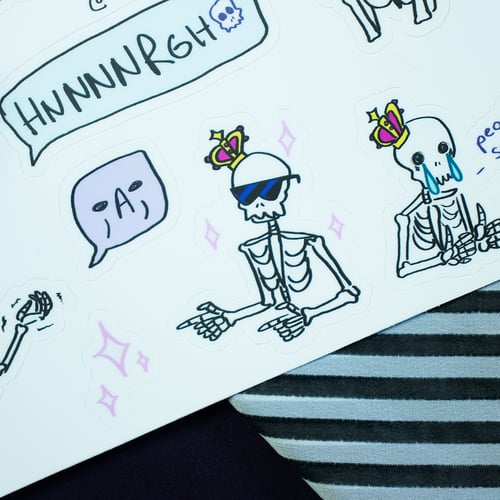 Image of “When ur dead inside but still have emotion.” Sticker Sheet by @CuchintaChan