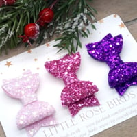 Image 1 of SET OF 3 Pink/Purple Glitter Bows