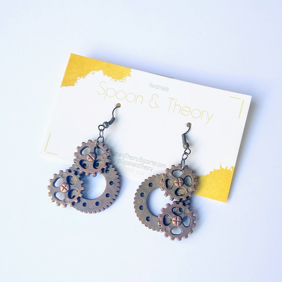 Artisan Steampunk Gear Earrings Spoon & Theory Handmade