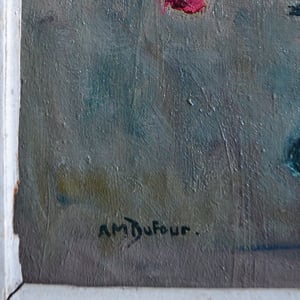 Image of 1950's Painting, 'Cyclamens,' Anne Marie Dufour