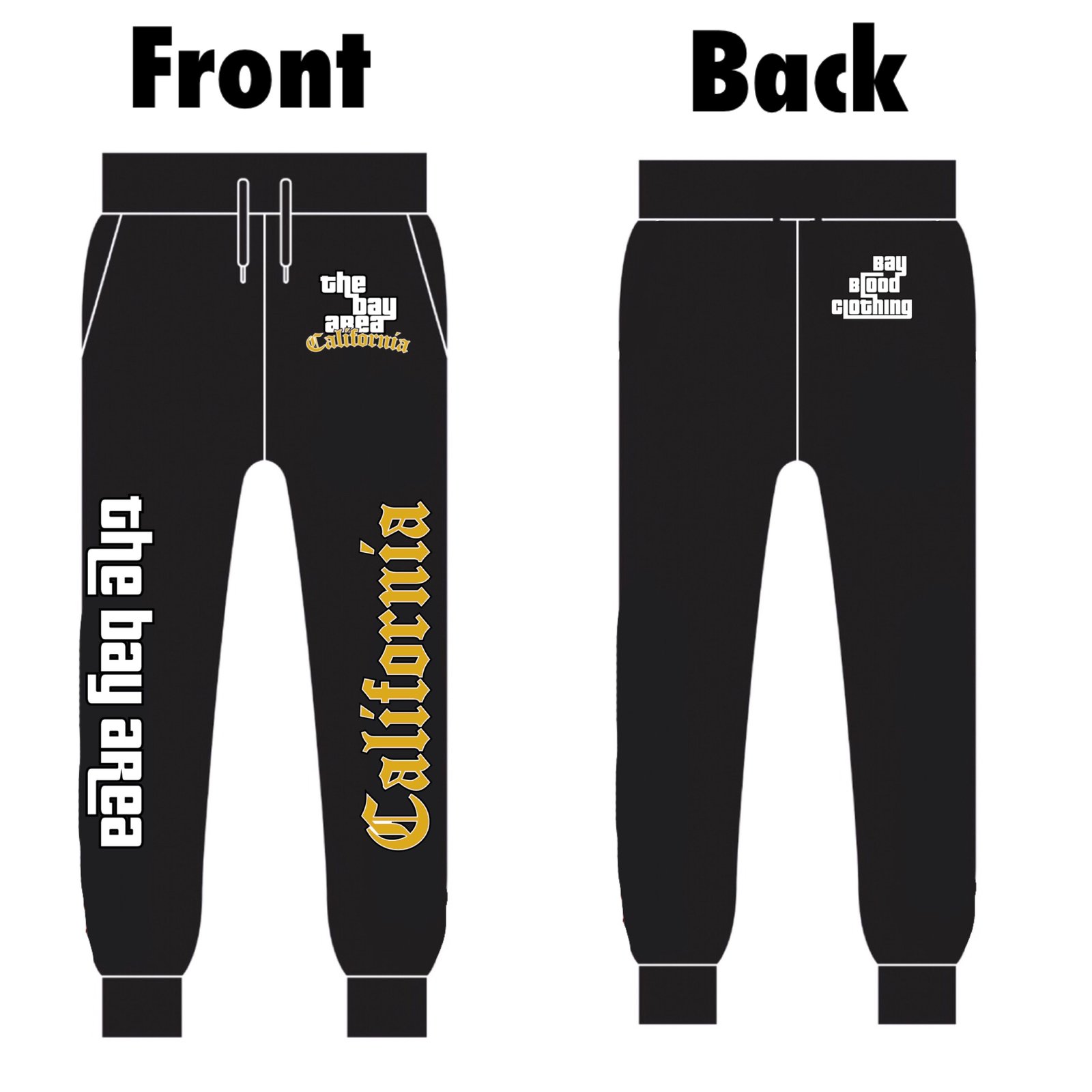 The Bay Area GTA Joggers Gold Edition (Black) / Bay Blood Clothing