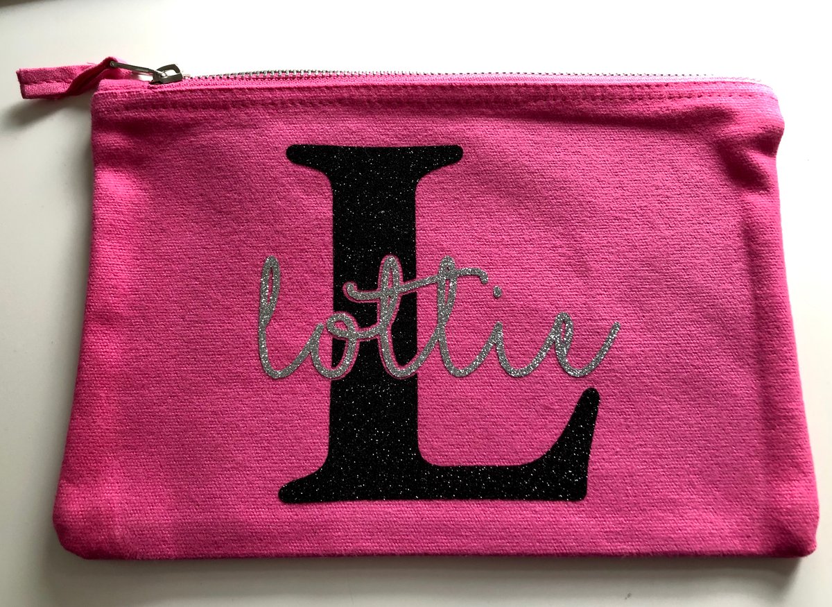 Image of MEDIUM Personalised Make up Bag with initial and name (22x16cm)