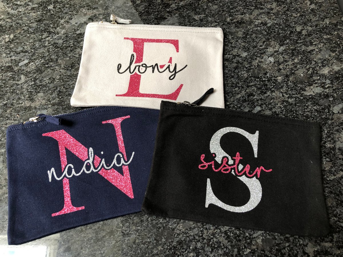 Image of MEDIUM Personalised Make up Bag with initial and name (22x16cm)