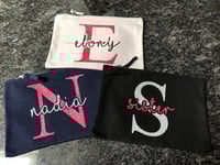 Image 4 of MEDIUM Personalised Make up Bag with initial and name (22x16cm)