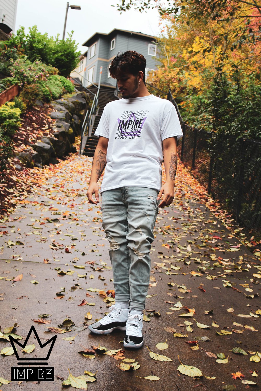Image of 3 CROWN T-SHIRT (WHITE/BLACK/PURPLE)