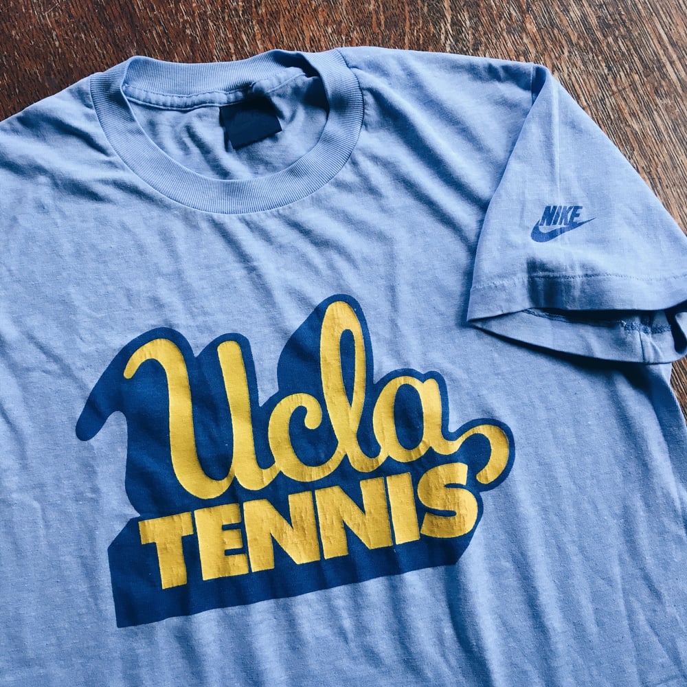 Image of Original 80’s Blue Tag Made In USA Nike UCLA Tennis Tee.