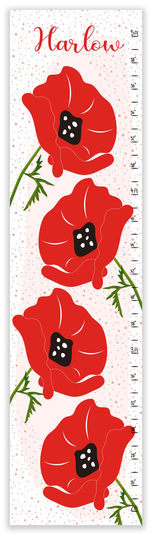 Image of Bright Red Poppies - Personalized Canvas Growth Chart