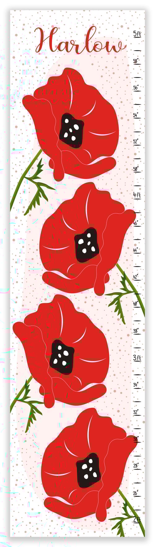Image of Bright Red Poppies - Personalized Canvas Growth Chart