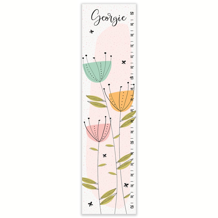 Image of Modern Floral Garden - Personalized Canvas Growth Chart