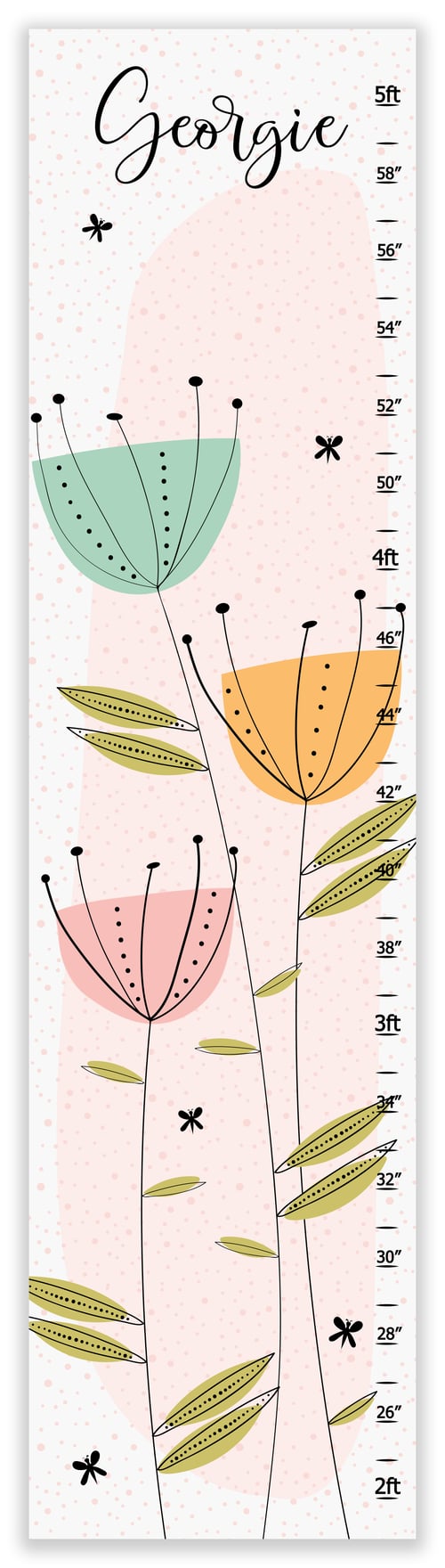 Image of Modern Floral Garden - Personalized Canvas Growth Chart