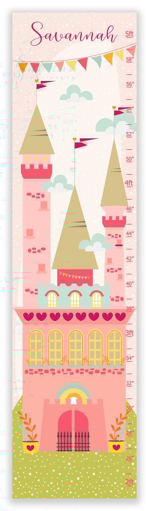 Image of Princess Castle - Personalized Canvas Growth Chart