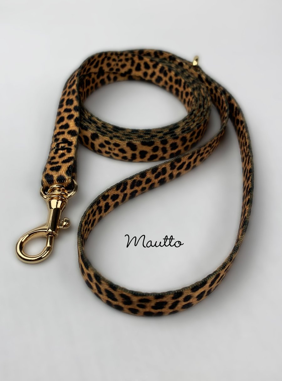 Image of Leopard Print Dog Leash for Petite to Small Size Animal/Cat/Pet - 4 Lengths (Short to Extra Long)