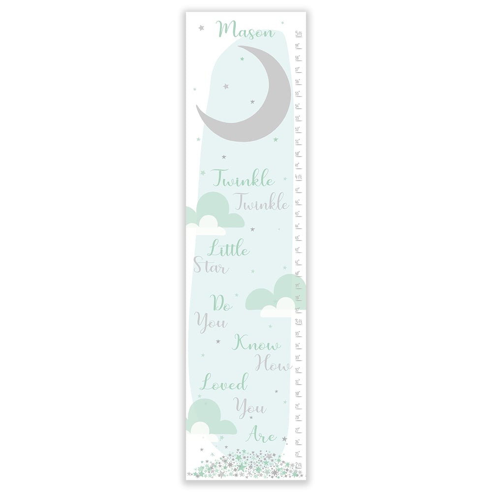 Image of Twinkle Twinkle Little Star - Personalized Blue Canvas Growth Chart