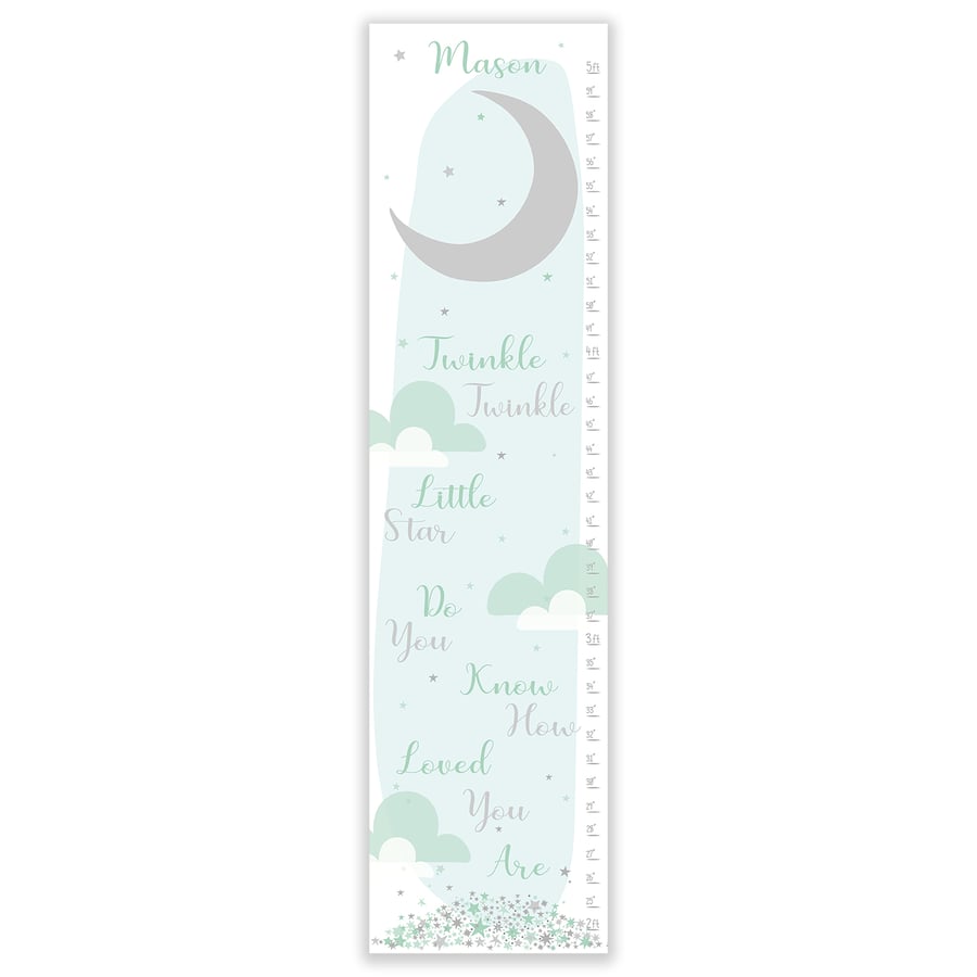 Image of Twinkle Twinkle Little Star -  Personalized Blue Canvas Growth Chart