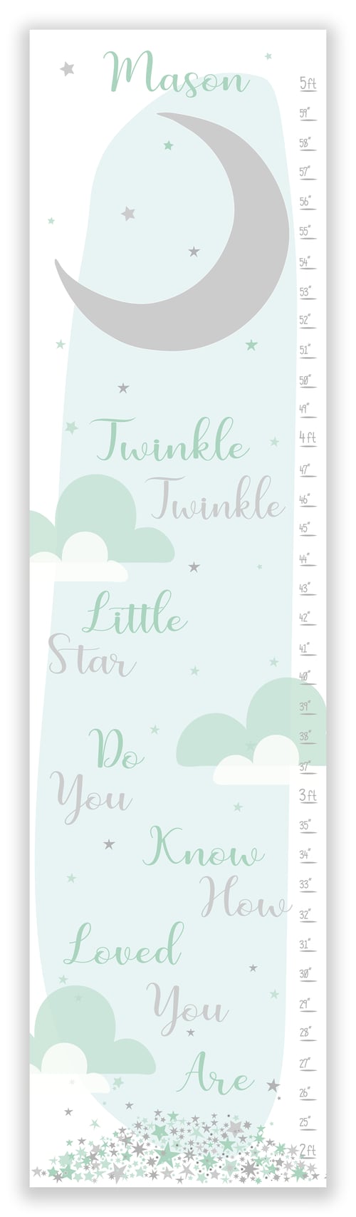 Image of Twinkle Twinkle Little Star -  Personalized Blue Canvas Growth Chart