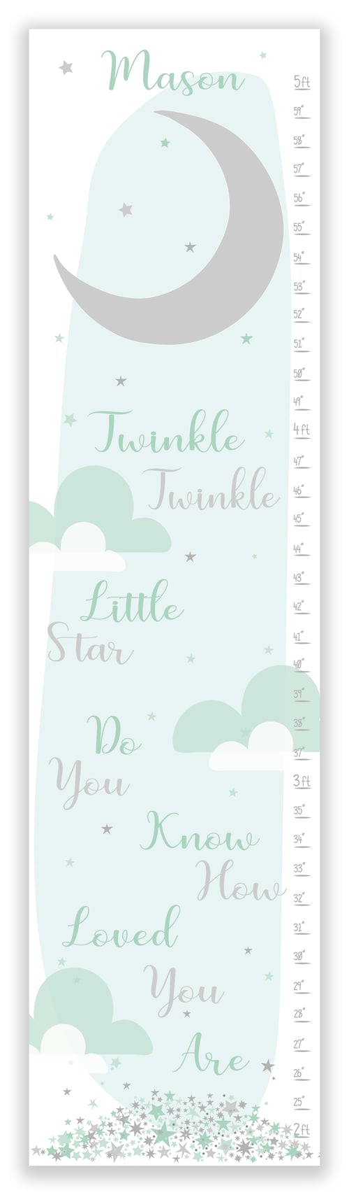 Image of Twinkle Twinkle Little Star - Personalized Blue Canvas Growth Chart