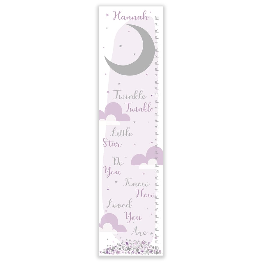 Image of Twinkle Twinkle Little Star - Personalized Lavender Canvas Growth Chart