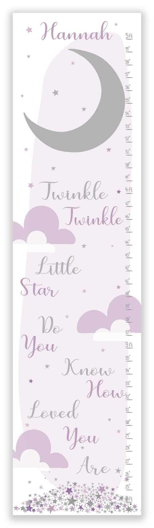 Image of Twinkle Twinkle Little Star - Personalized Lavender Canvas Growth Chart