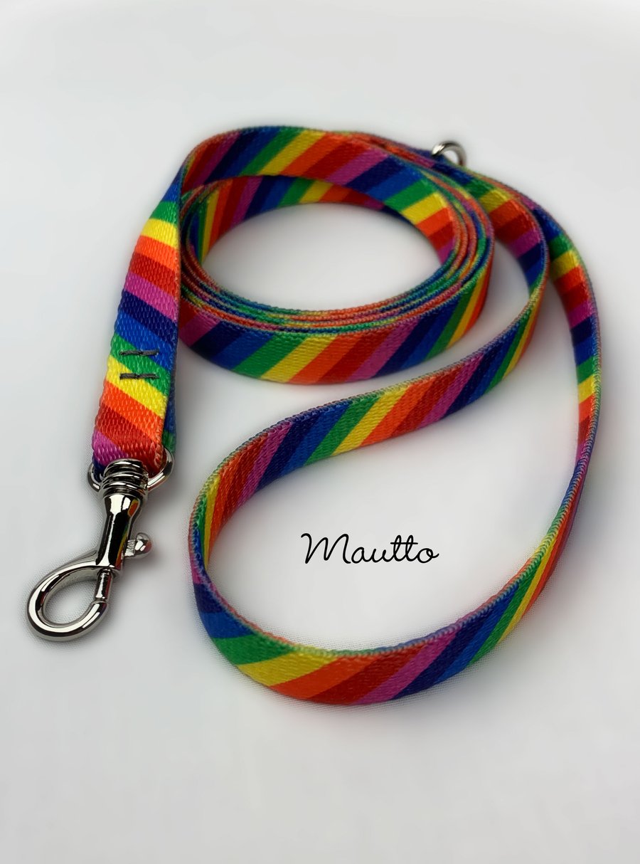 Image of Rainbow Dog Leash for Petite to Small Size Cat/Pet - LGBTQ Pride - 4 Lengths (Short to Extra Long)