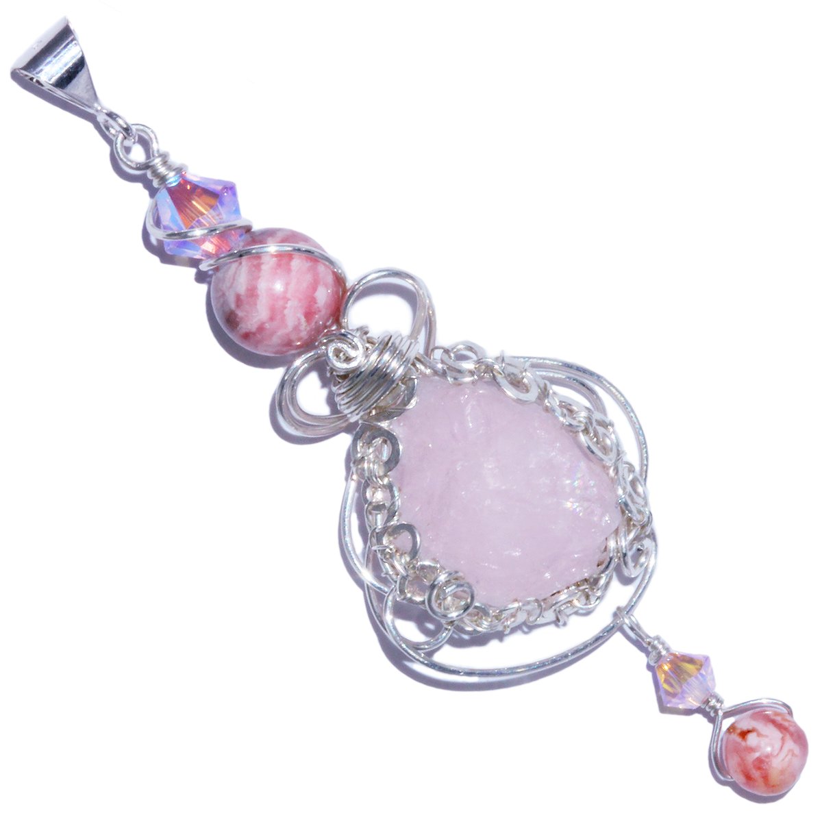 Morganite Crystal Handmade Filigree Pendant 