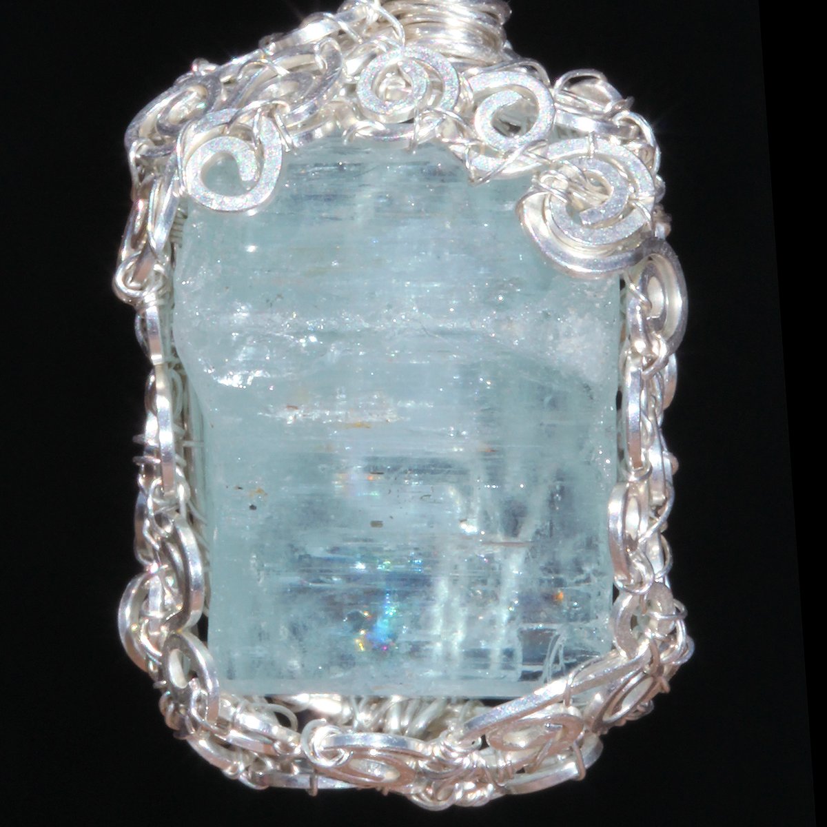 Rough Aquamarine Crystal Handmade Pendant 