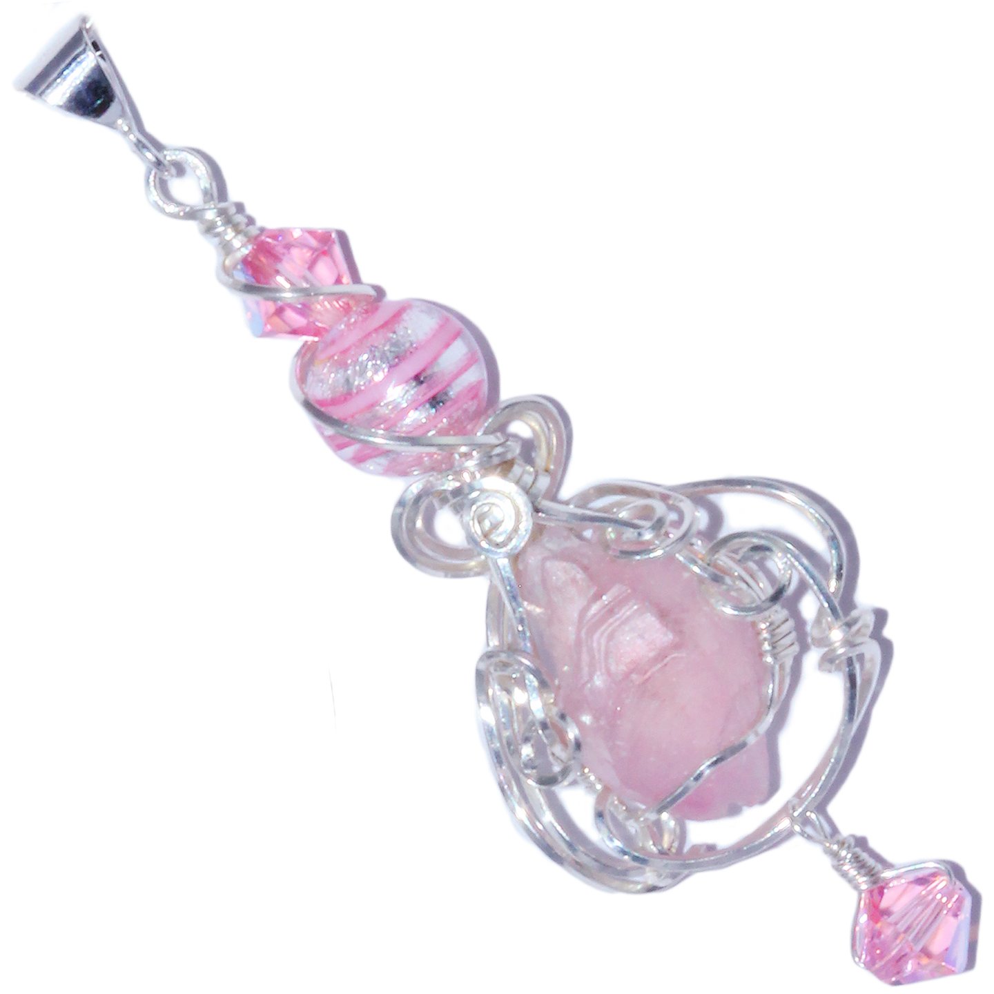 rose quartz crystal pendant necklace