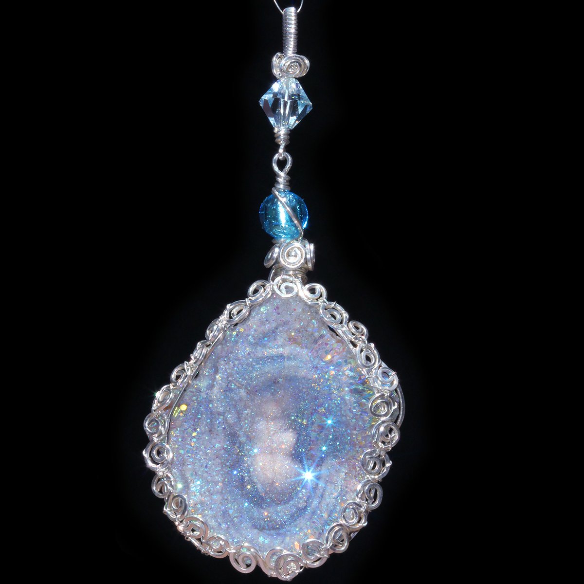 Fairy Aura Chalcedony Rosette Artisan Pendant 