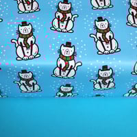 Image 5 of Christmas 'Snowcat' luxury wrapping paper - snowman cat - a2 gift wrap sheets