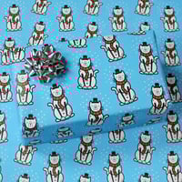 Image 3 of Christmas 'Snowcat' luxury wrapping paper - snowman cat - a2 gift wrap sheets
