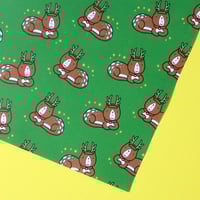 Image 2 of Reindeer Cat Luxury wrapping paper - funny gift wrap - xmas cat - a2 gift wrap sheets