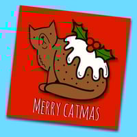 Image 1 of Christmas Pud-dy Cat, Funny Xmas Card - Christmas Pudding - Foodie Card - Cat Greetings Card