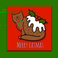 Image 2 of Christmas Pud-dy Cat, Funny Xmas Card - Christmas Pudding - Foodie Card - Cat Greetings Card