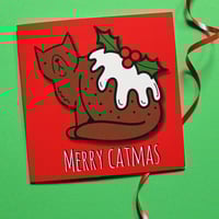 Image 3 of Christmas Pud-dy Cat, Funny Xmas Card - Christmas Pudding - Foodie Card - Cat Greetings Card