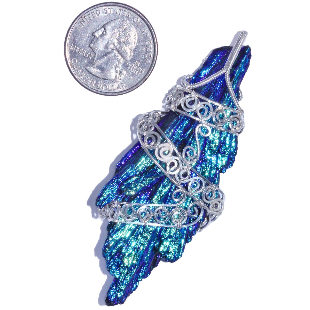 Bird's Wing Aura Kyanite Handmade Pendant 