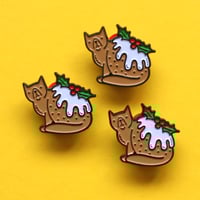 Image 3 of Christmas Pudding Cat enamel pin - xmas pudding - funny cat pin - lapel pin badge
