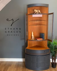 Image 1 of Tall dark grey Nathan teak corner drinks cabinet