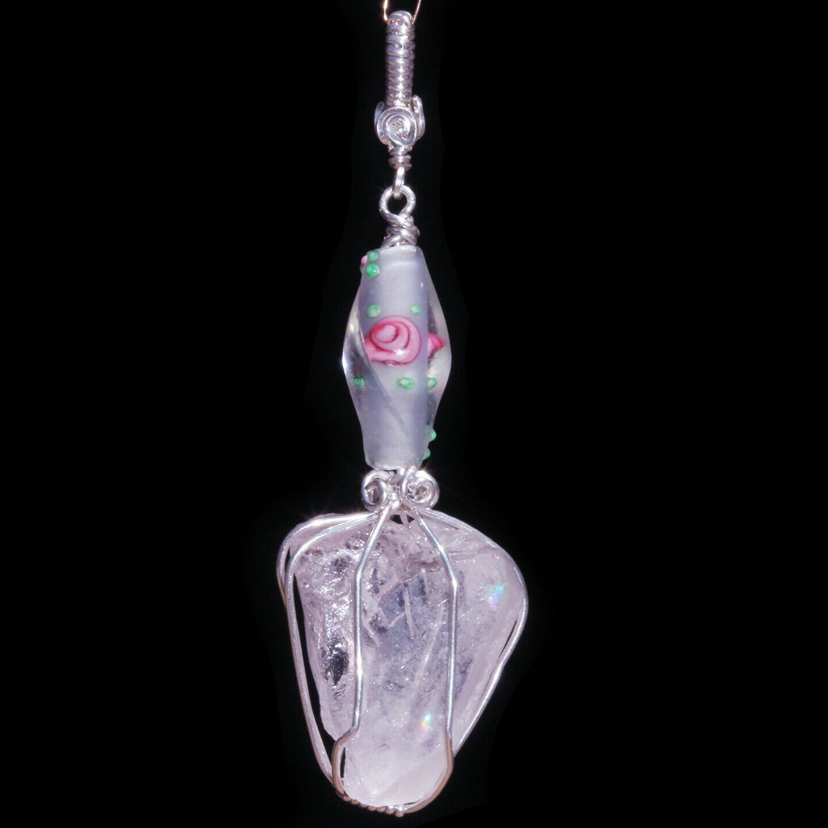 Chunky Morganite Crystal Handmade Pendant 