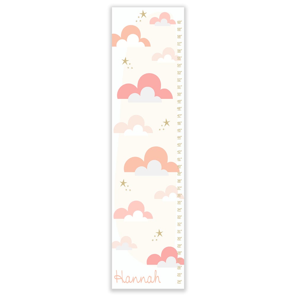 Image of Blush Pink Candy Clouds - Personalized Canvas Growth Chart