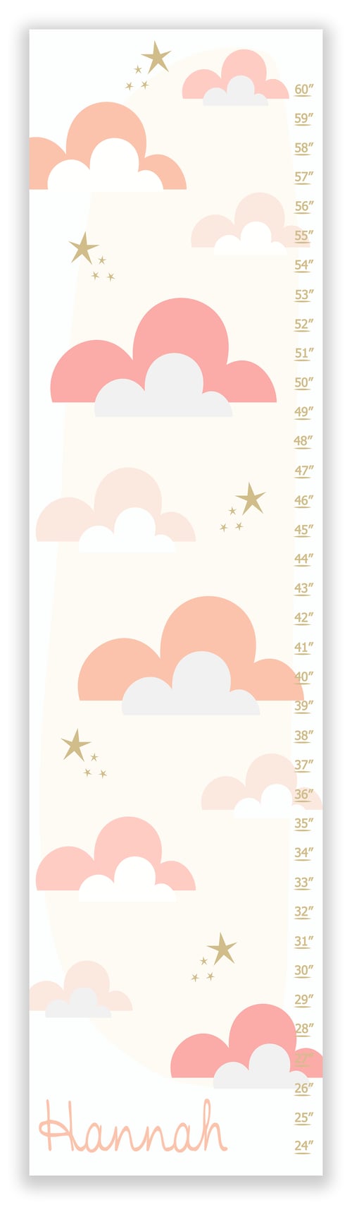 Image of Blush Pink Candy Clouds - Personalized Canvas Growth Chart