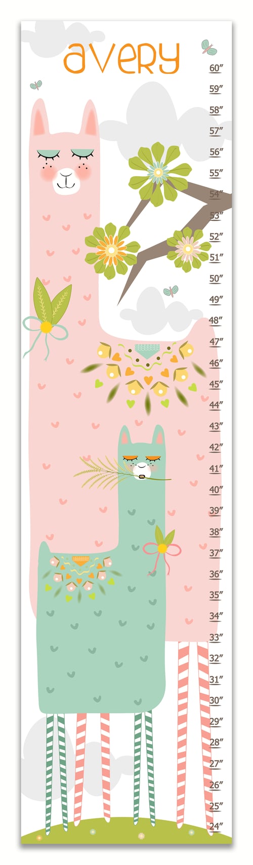 Image of Llama Llama - Personalized Pink Canvas Growth Chart